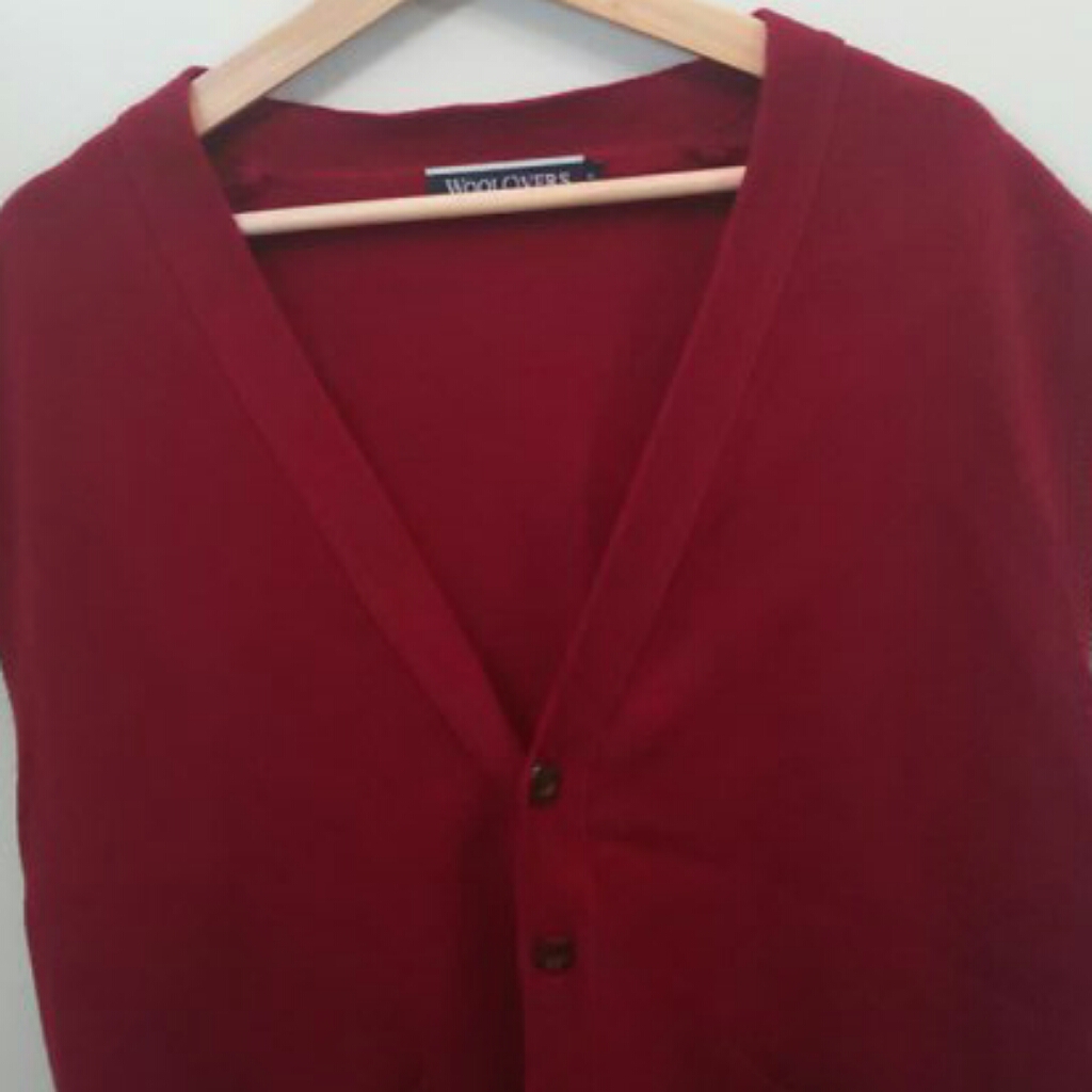 Vintage Woolovers Xl Dark Red Wool Cardigan Vest